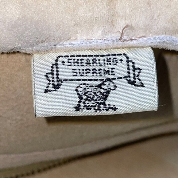 Shearling Unisex Beige Suede Cozy Sheepskin Rolltop Slippers Sz W11/M10 - Picture 6 of 10